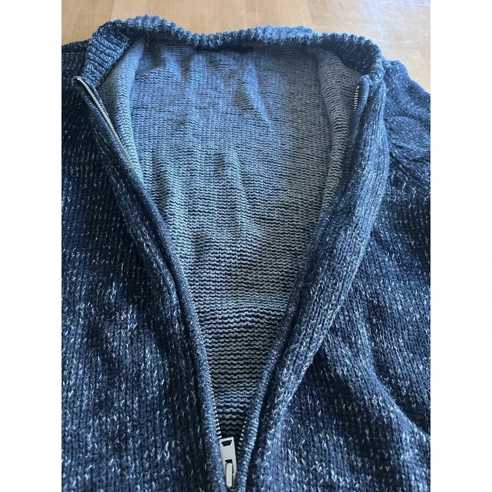 Michael Stars Men's Gray Knit Cotton Cardigan‎ Zip Mock Neck Sz L Large